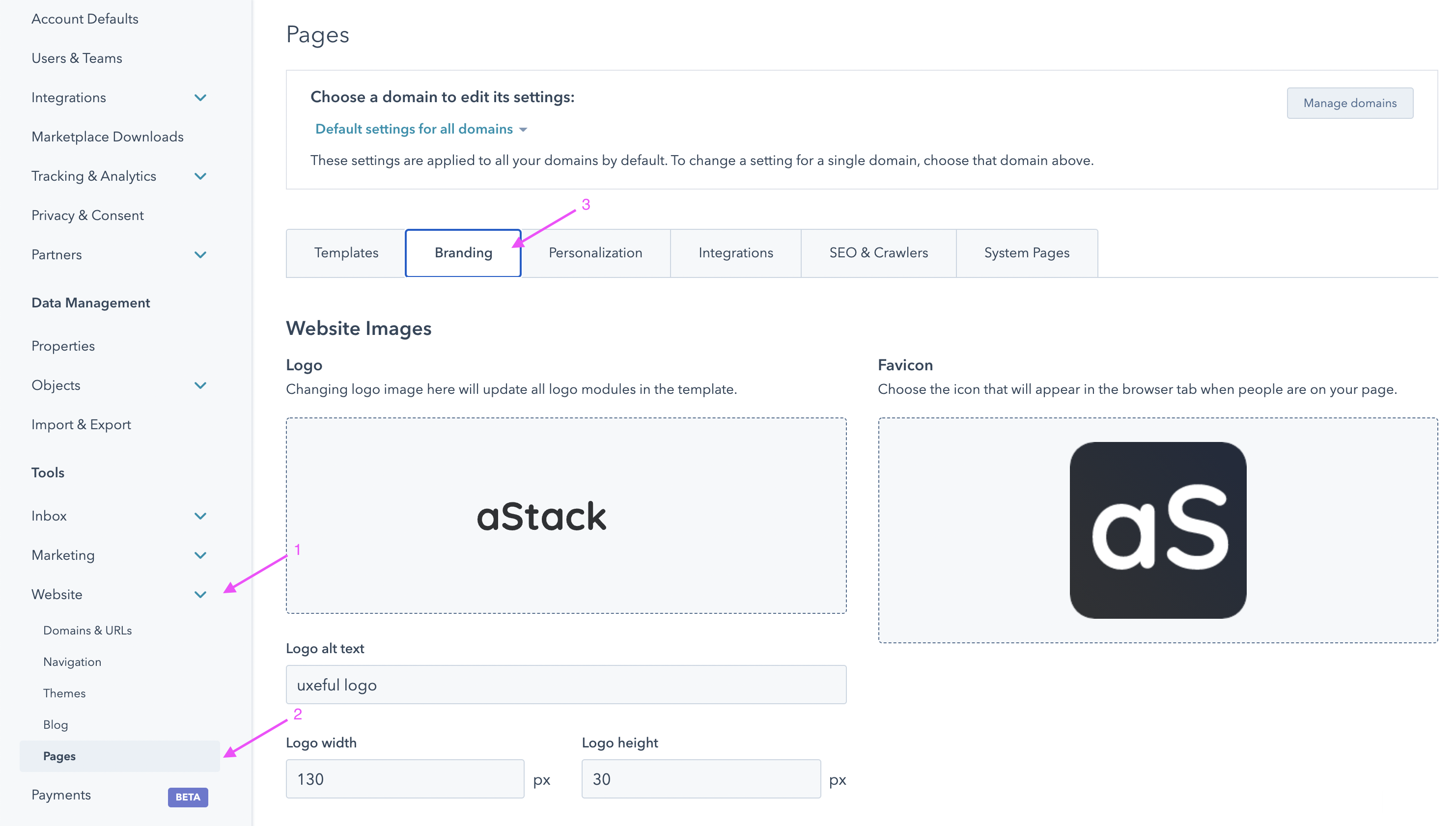 HubSpot Logo Settings